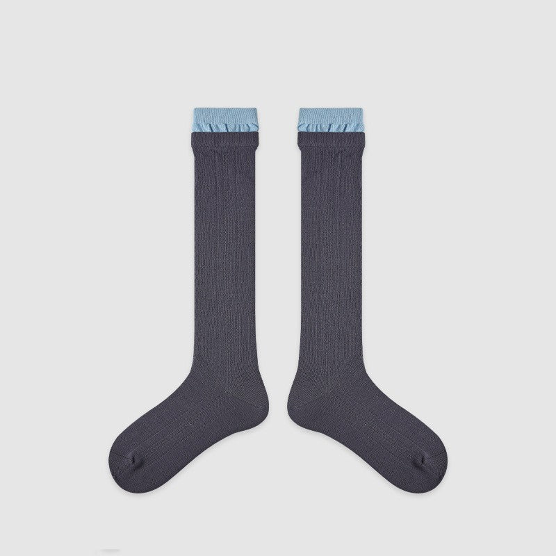 Women's Socks Spring And Summer Black Flowers