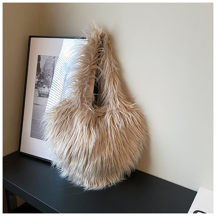 Women's Plush Retro Love Shoulder Bag