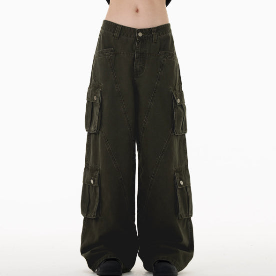 Retro Deconstruction Cargo Jeans Men And Women Loose Casual