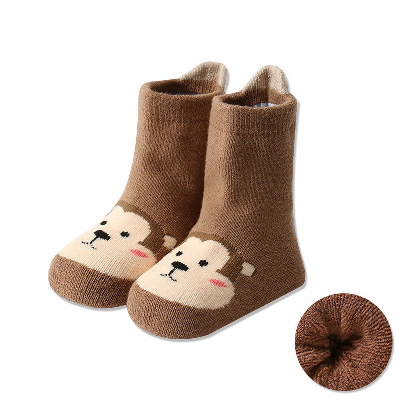 Children's Cartoon Dispensing Warm Terry Socks With Large Heel