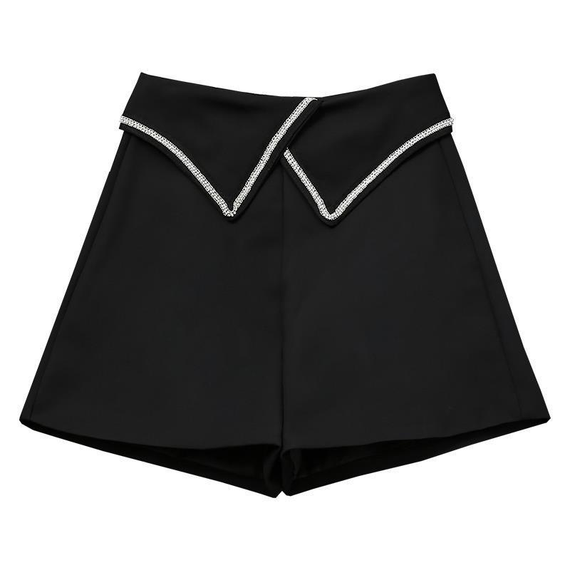 Manchetterede højtaljede wide leg habitshorts