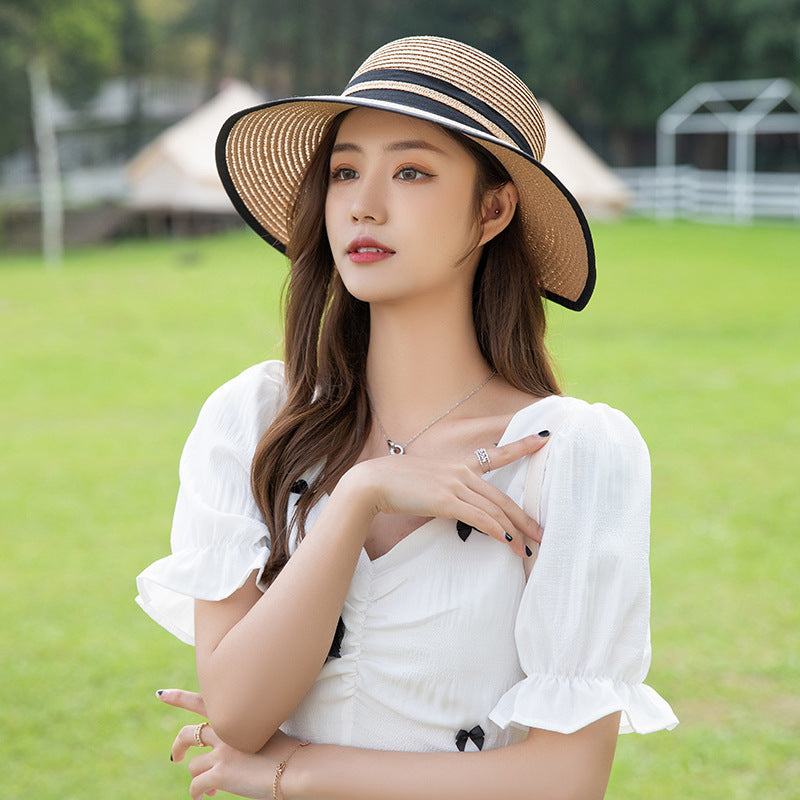 Beach Half Brim Peach Hat Woven Mesh Straw Hat