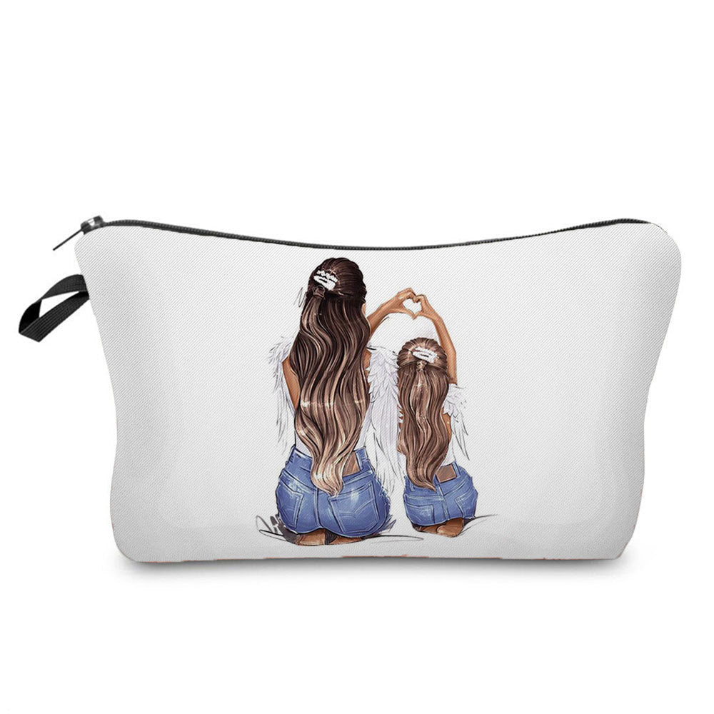 Mother And Daughter Printed Cosmetic Bag Storage And Portable