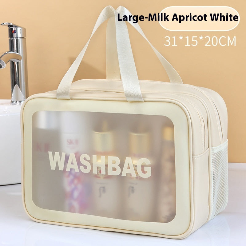 Dry Wet Separation Double-layer Transparent Pu Cosmetic Bag Portable Wash Bag