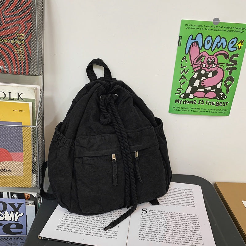 Backpack Canvas Drawstring Backpack Simple Travel Large Capacity Computer Bag