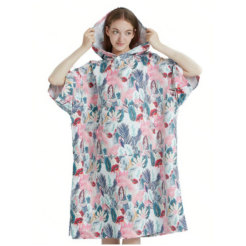 Cross-border Hot Selling Floral Hooded Laundry Quick-drying Towel Cloak Bathrobe Beach Towel Bathtub Pool Shawl Wholesale