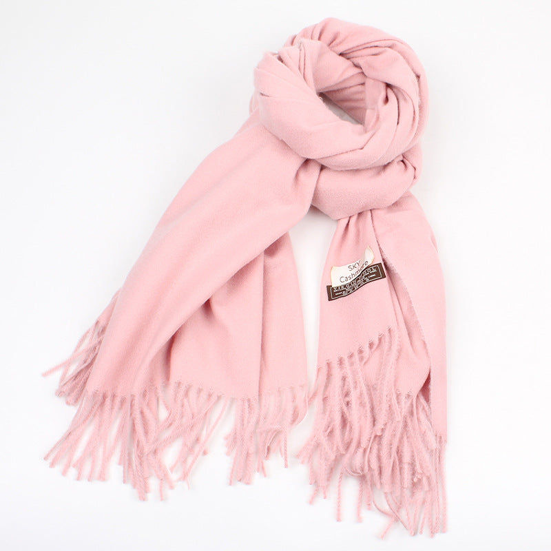 Solid color faux cashmere scarf for warmth