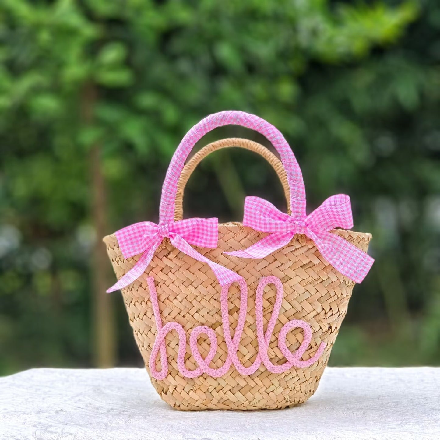 Customized Letter Woven Candy Colored Handbag