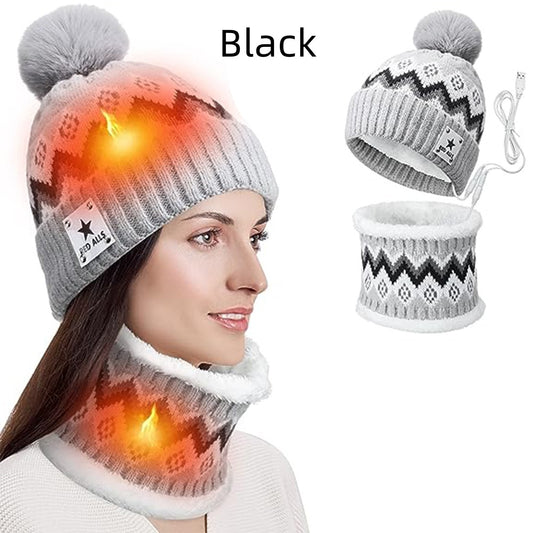 USB Electric Heating Keep Warm and Emit Heat Knitted Hat Scarf Gloves
