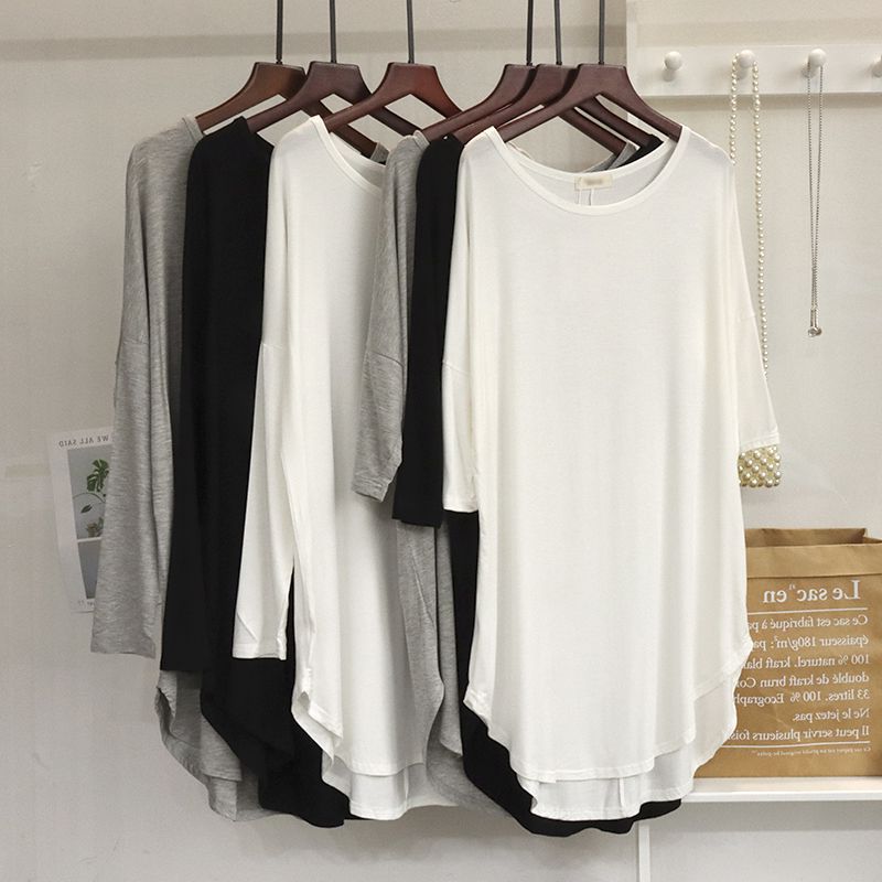 Women's Thin Irregular Layering Shirt Loose Mid-length Top