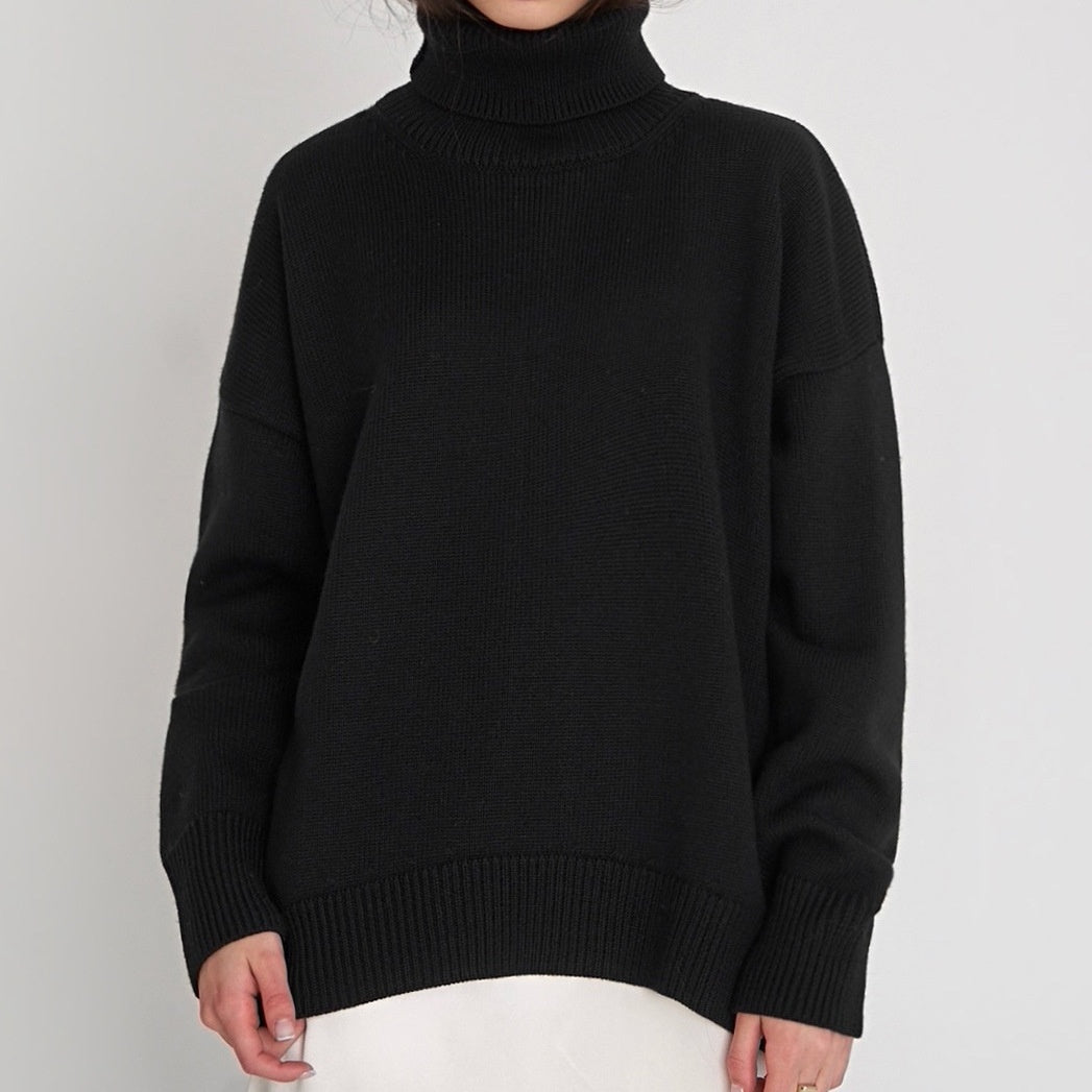 Solid-color Turtleneck Sweater For Women European And American Style