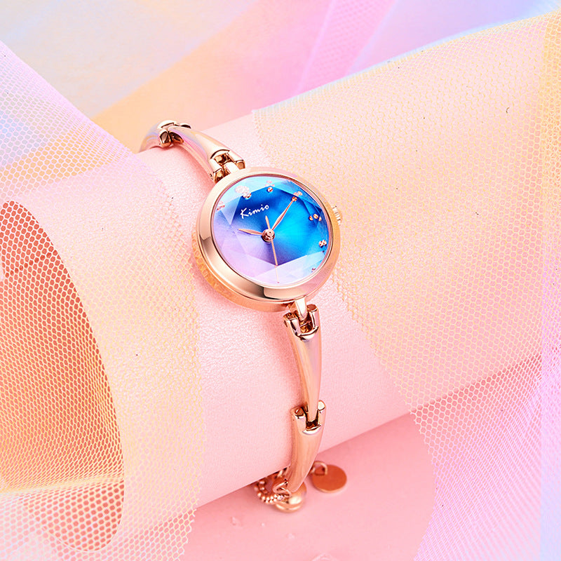 Gradient color small female quartz watch