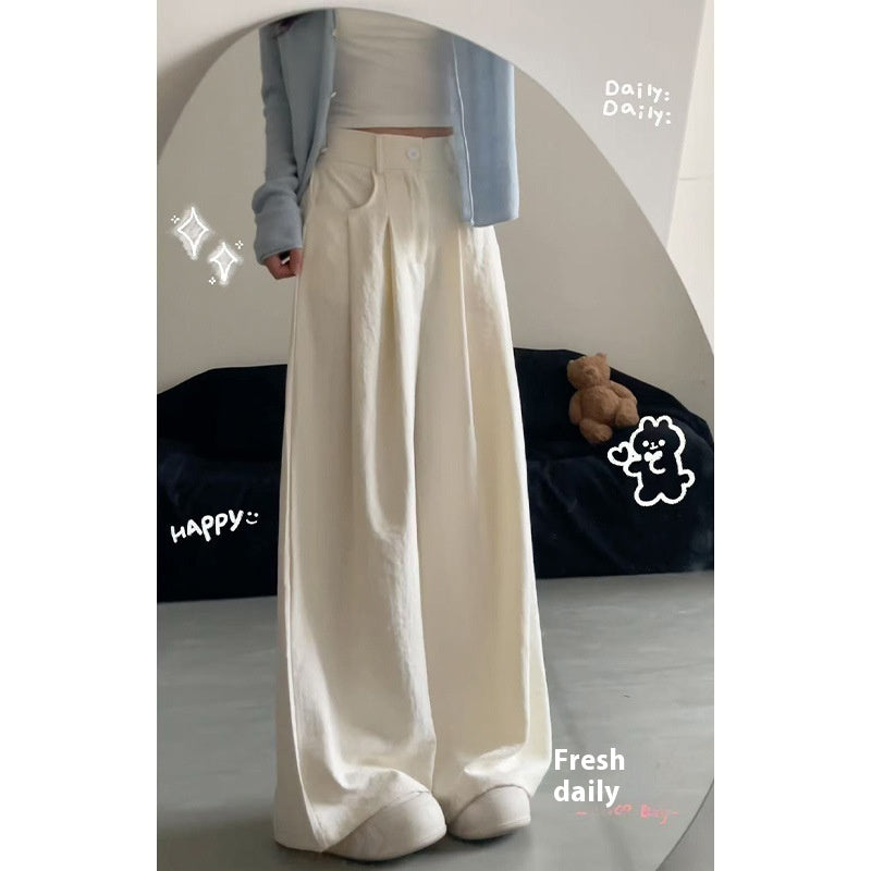 Suit Pants Women's High Waist Baggy Straight Trousers