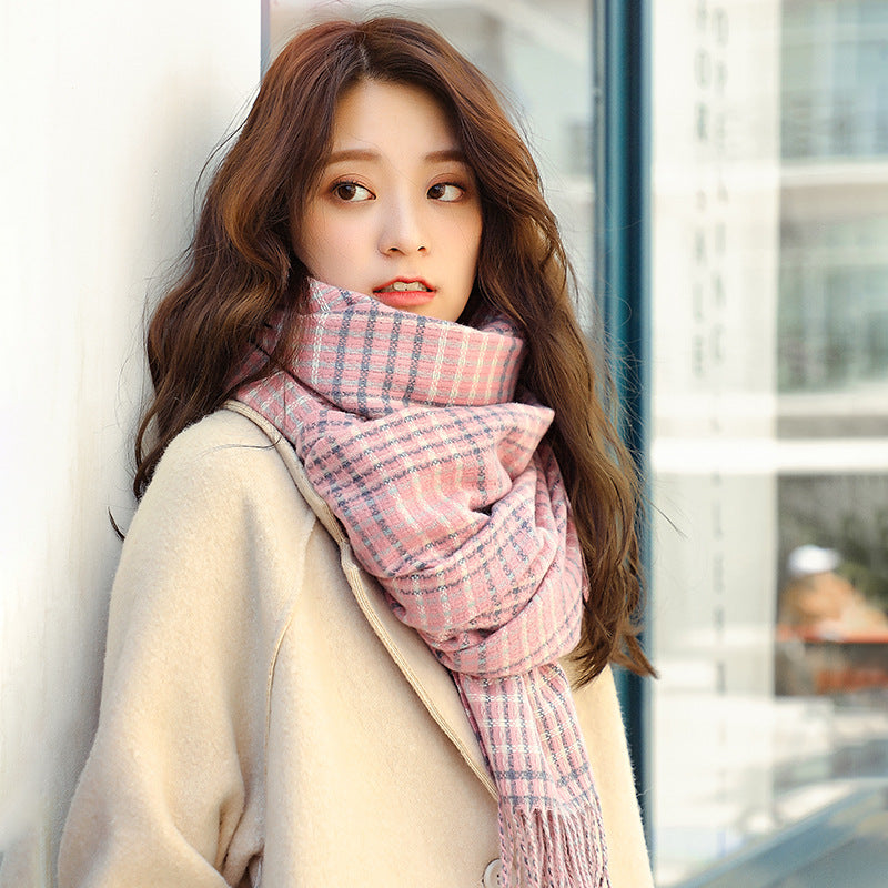 Herringbone Pattern Cashmere Thick Warmth Tassel Shawl