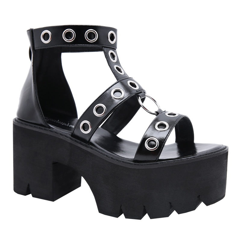 Metaringshule Chunky Sandaler med Høj Hæl