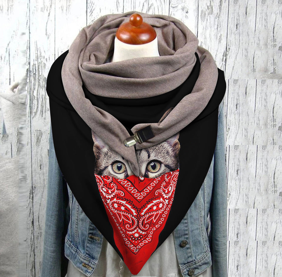 European And American Cross-border Explosive Cat Print Scarf