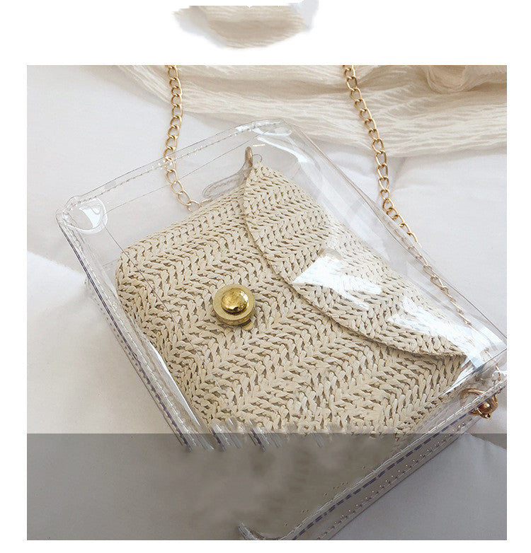Summer Transparent Bag Fairy New Woven Picture Jelly Bag Wild Chic Chain List