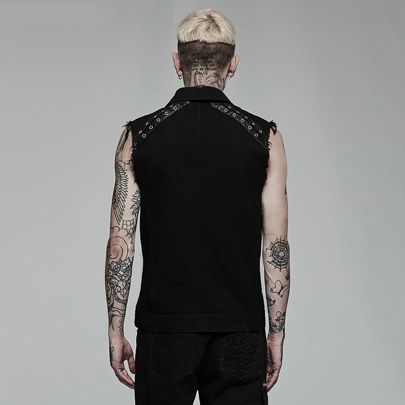 Simple Wind Black Vest Men's Coat