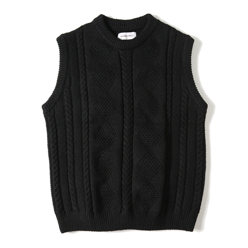 Jacquard Rundhalset Strikket Løs Tyk Cable-knit Sweater Vest Mode