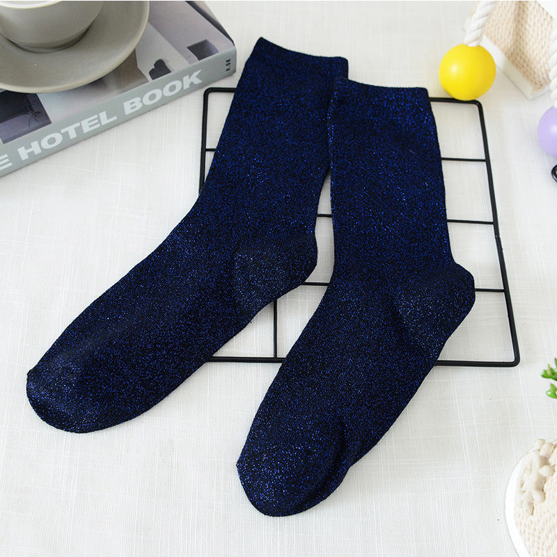 Women's Solid Color Thin Breathable Japanese Lurex Socks