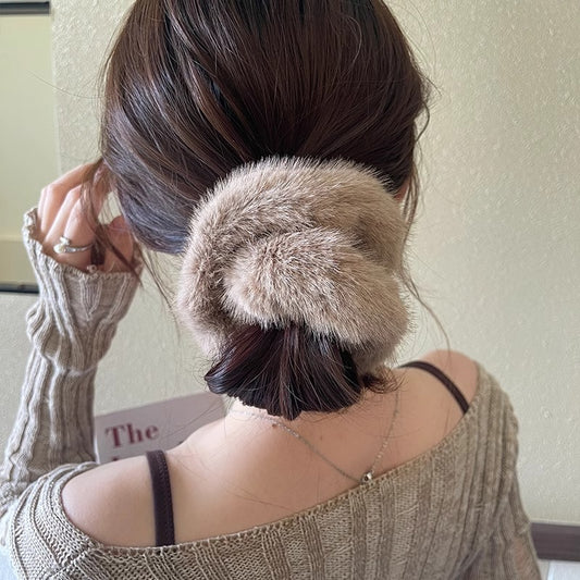 Large Intestine Hair Band Mink-like Waterproof Fabric Warm And Comfortable