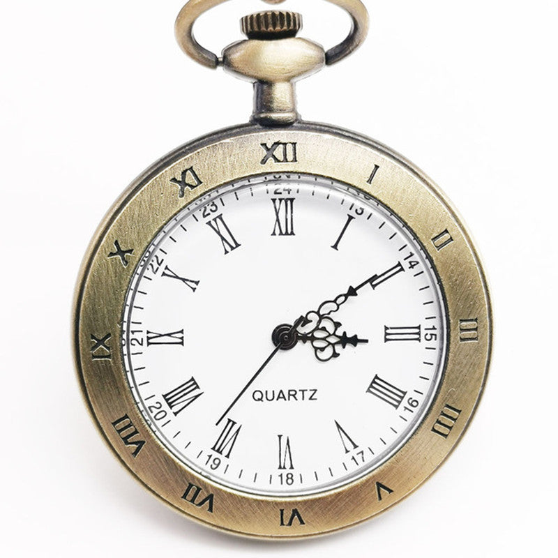 Large double-display Roman retro pocket watch