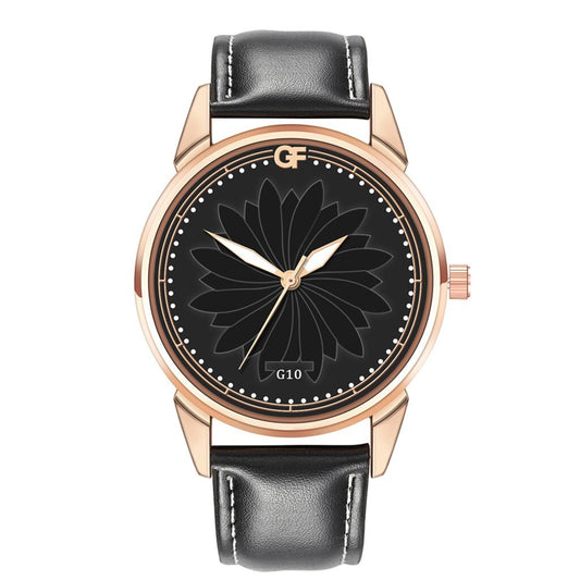 GF stainless steel leather quartz watch