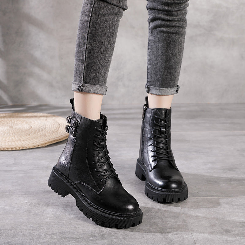 Platform Women's Boots Short Plush Thick Heel Martin Boots