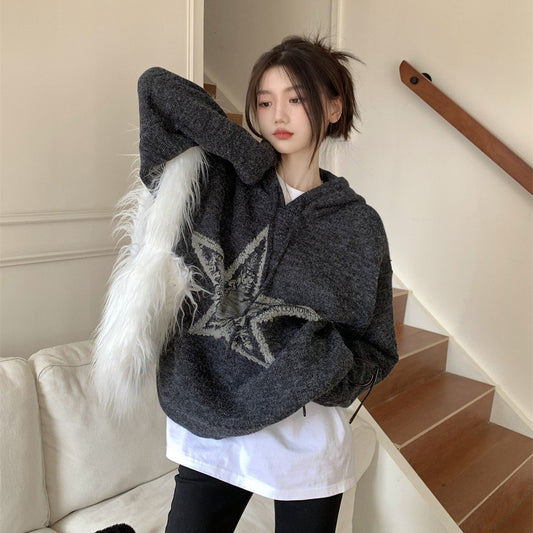 Autumn And Winter American Vintage Old Five-pointed Star Sweater