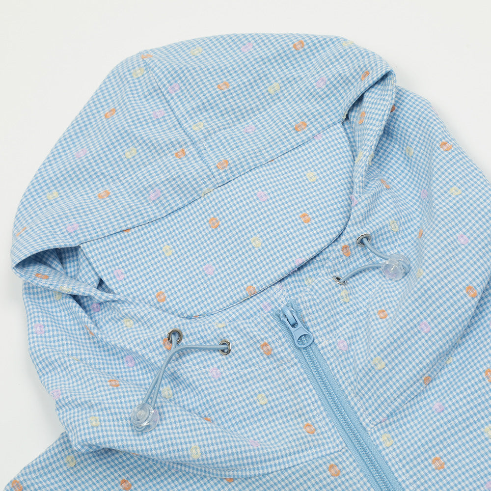 Men's Love Polka Dot Fine Plaid Long Sleeve Hooded Shirt