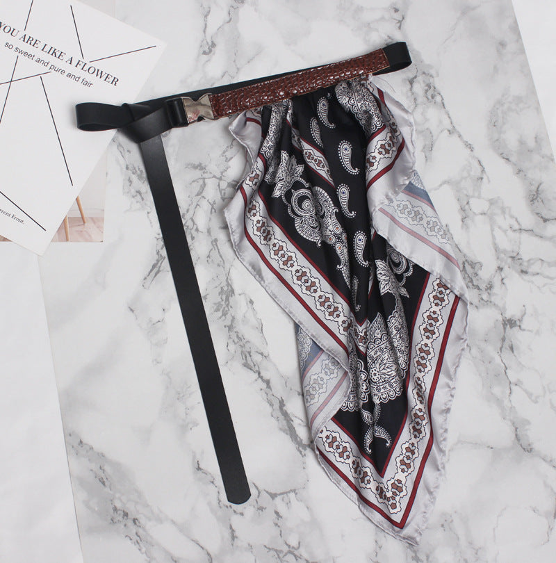Vintage fashion punch-free scarf belt