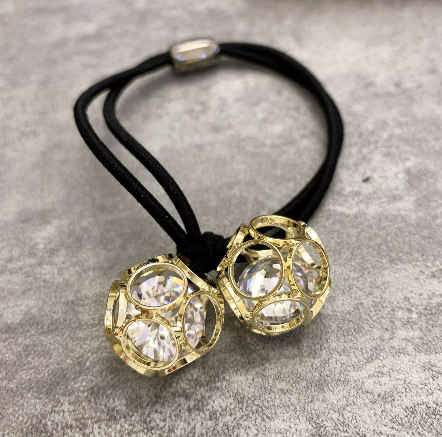 Korean version of hair accessories headdress Dongdaemun new alloy zircon hair ring hollow head rope double ball rubber band hair rope mixed batch