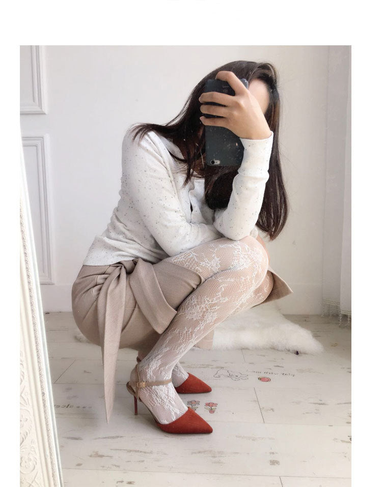 Retro hollow flower lace pantyhose