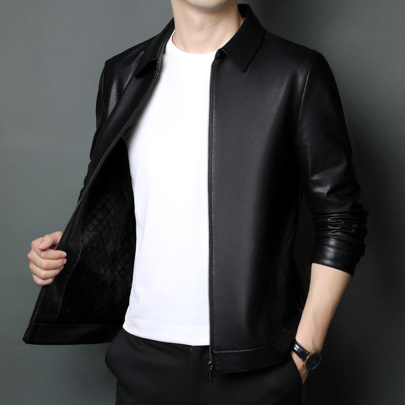 Men's Sheepskin Turn-down Collar Coat