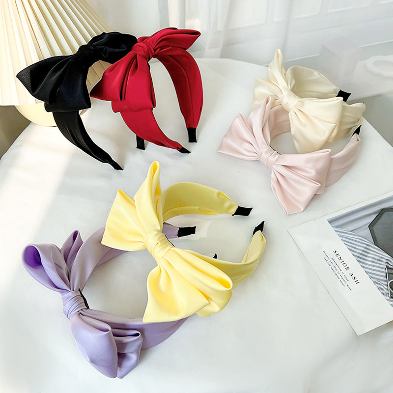 Bow Fashion Solid Color Fabric Craft Headband Hair Accessories