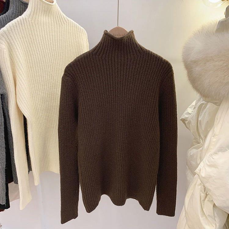 Half Collar Thickened All-matching Solid Color Bottoming Sweater