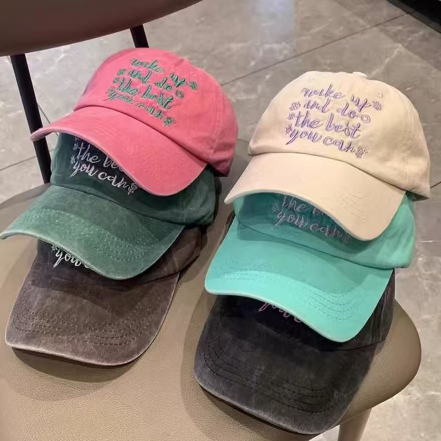 Face-looking Small Letters Soft Top Washed Sun-proof Baseball Cap For Men