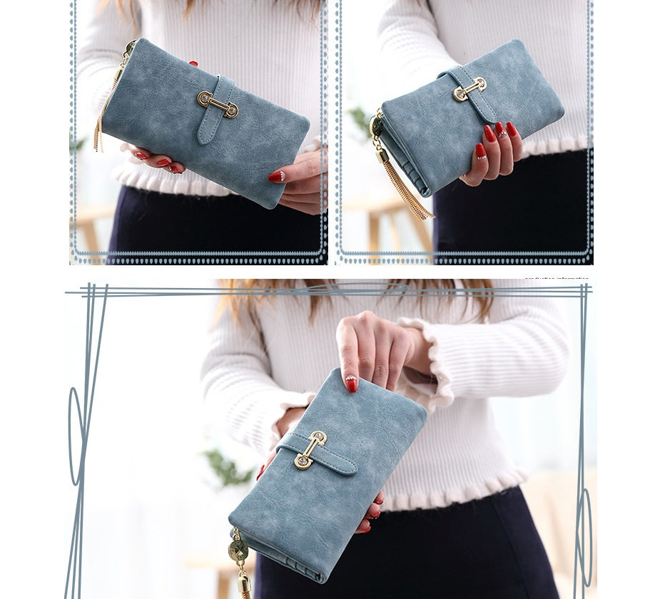 Scrub ladies multi-function coin purse tassel pendant wallet ladies wallet