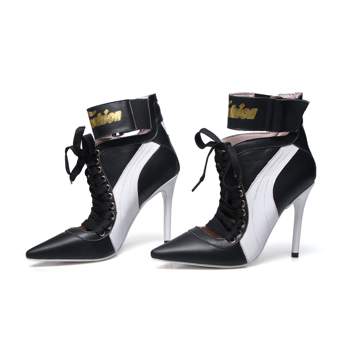 Lace-up pointed stiletto high heel women's boots