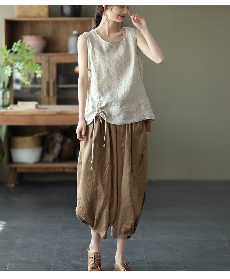 Cotton Harem Pants Linen Loose Bloomers