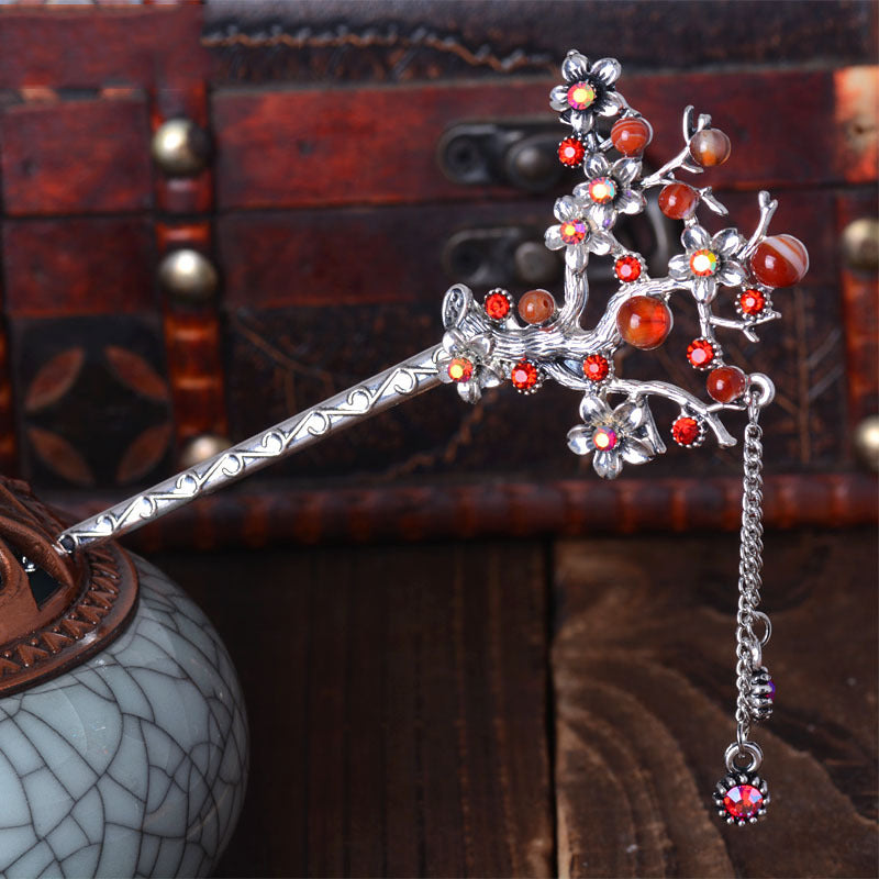 Ancient silver branch hairpin
