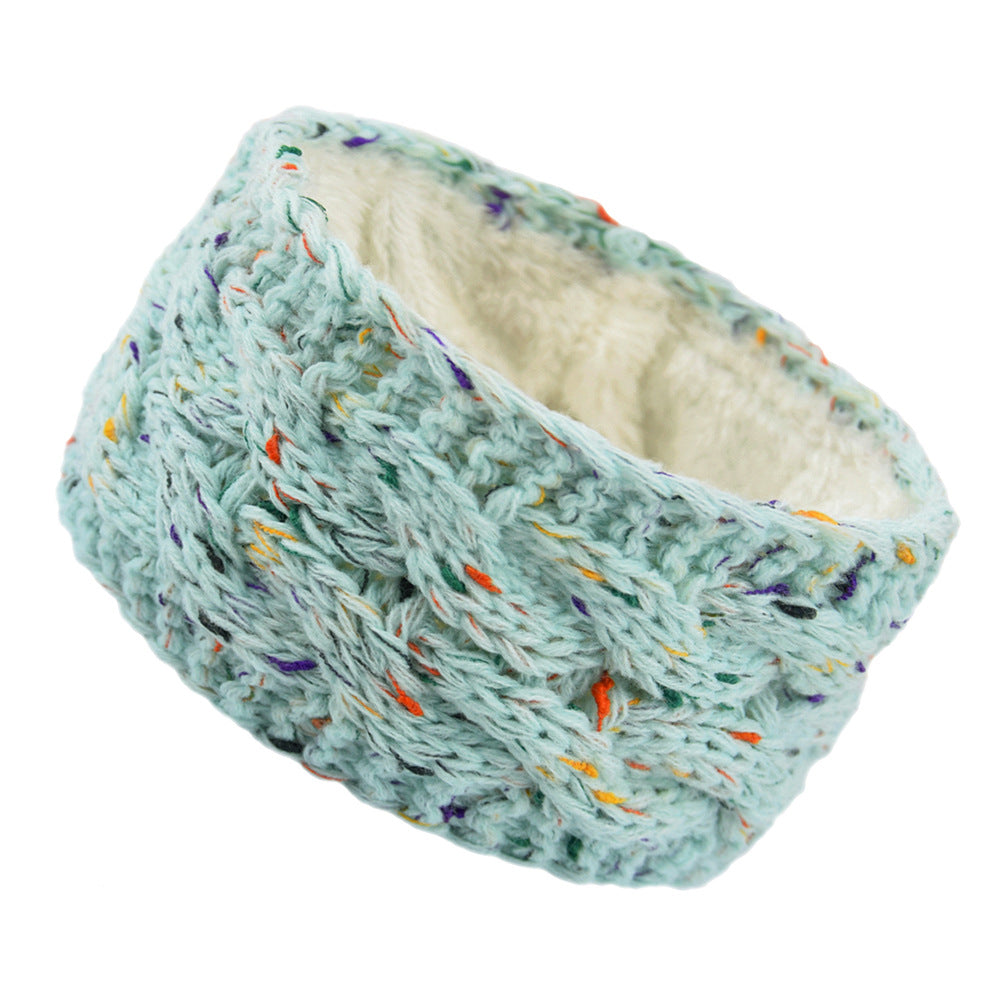 European And American Plus Velvet Knitted Hair Band Wool Color Dot Yarn Headband Variegated Warm Hair Accessories