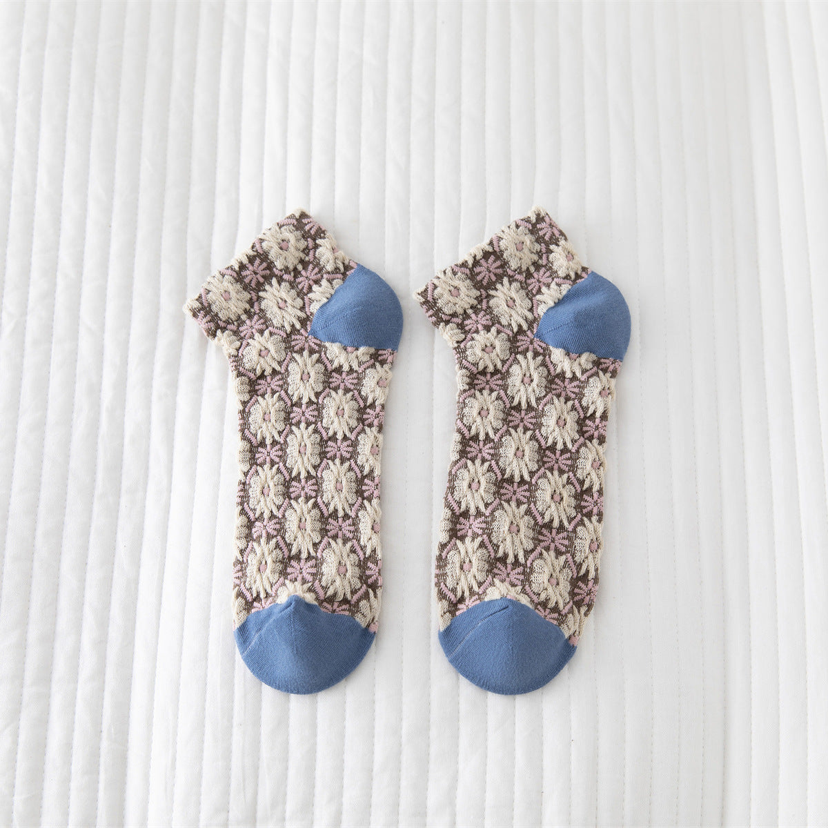 Vintage Style Flower Women's Boat Socks Cotton