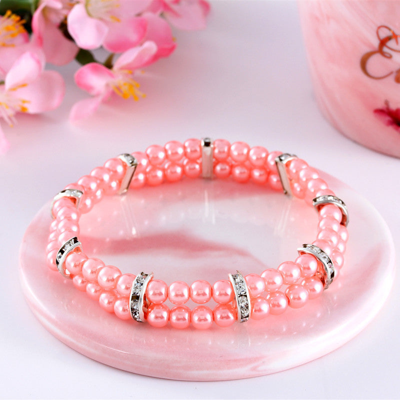 Pet Supplies Two Row Pearl Necklace With Elastic