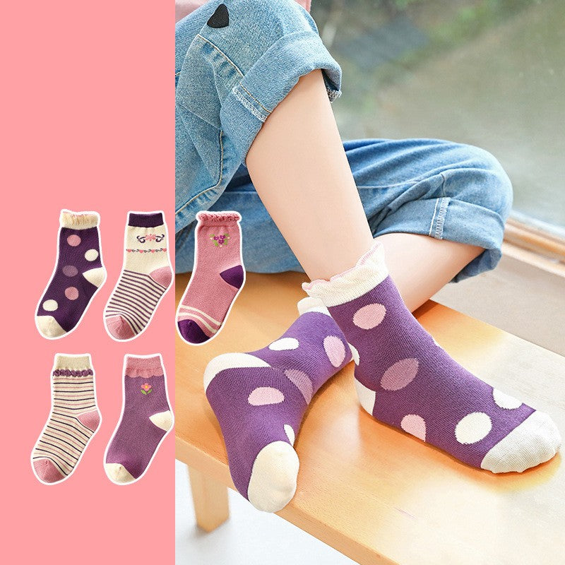 Children's Socks Combed Cotton Students Boneless Middle Tube
