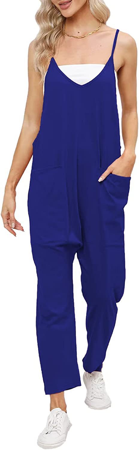 Women's Fashion Simple Large Pockets Strappy Pants