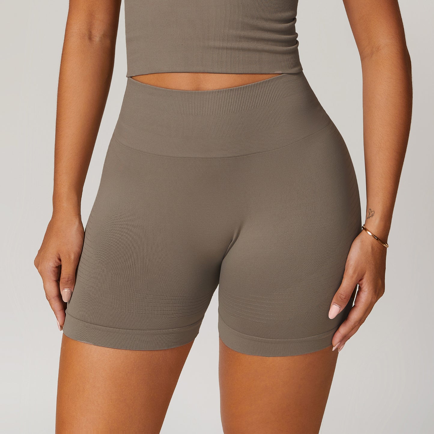Sømløse Tætsiddende High Waist Yoga Shorts Løbeshorts til Fitness