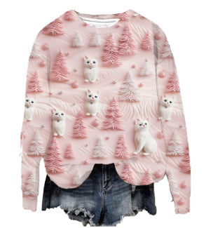 Printed New Loose Christmas Tree Pullover Men's And Women's Round Neck Sweater