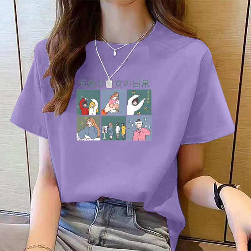 Women's Cute Bear Plus Size Cotton Short Sleeve T-shirt