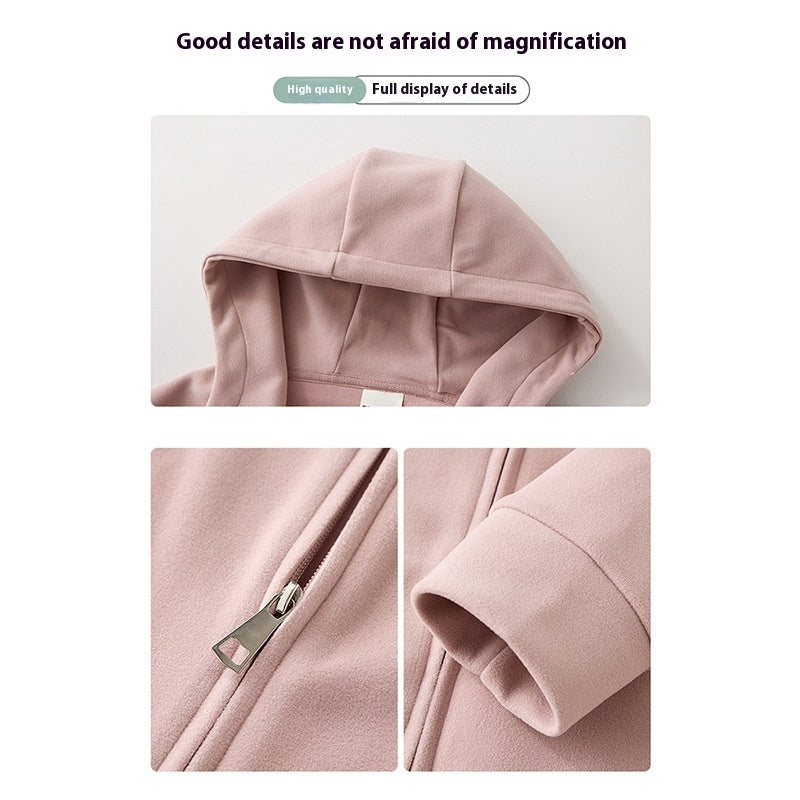 Women's Fleece-lined Casual Sweatshirt Retro Sports Coat